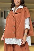 Made in Italy Cooper Needlecord Cap Sleeve Jacket Auburn